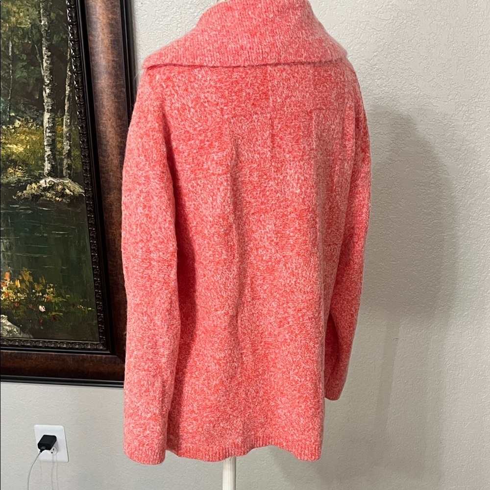 Zara Coral Knit V-Neck Women's Sweater - Picture 5 of 9